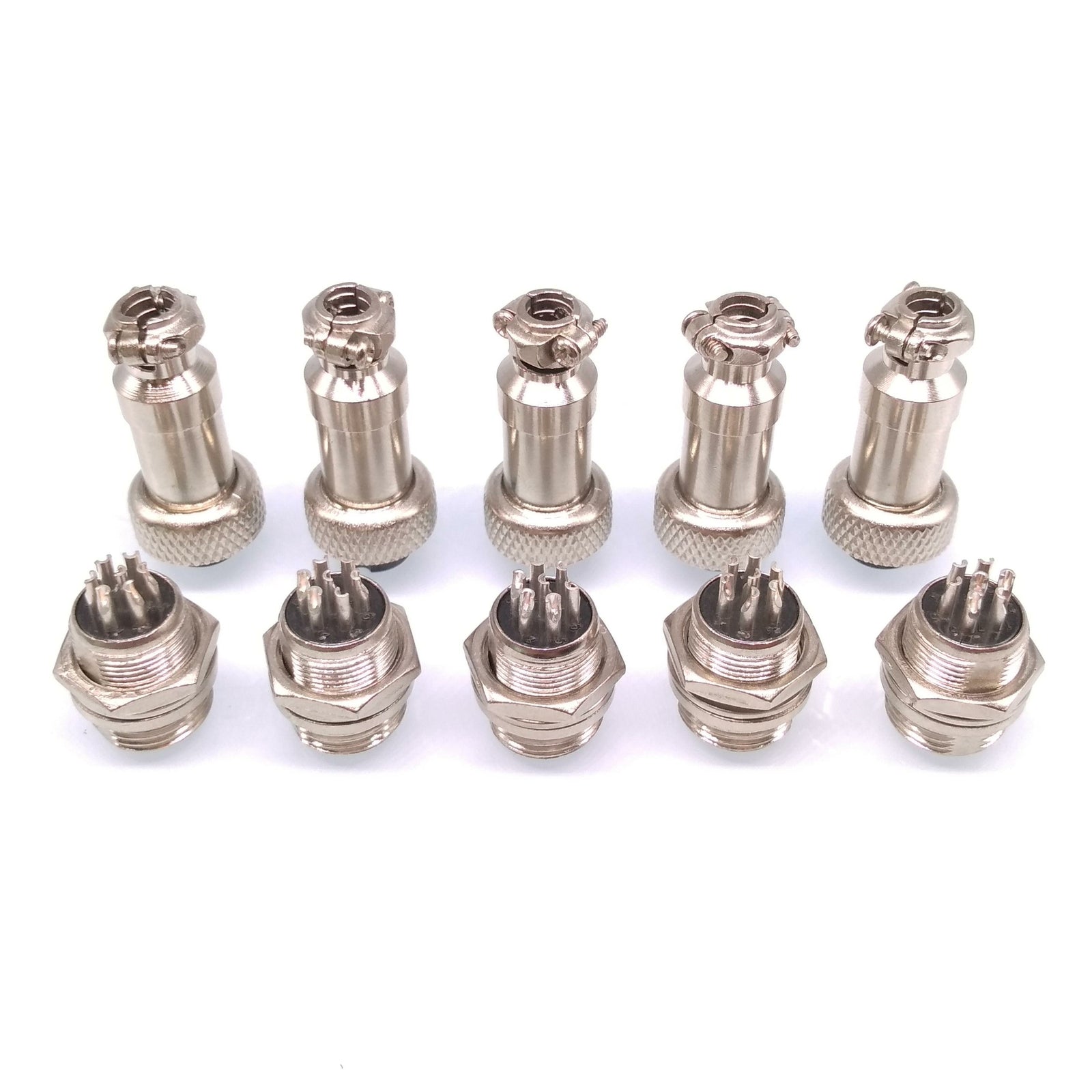 5Sets GX12 7Pin 12mm Panel Mounting Metal Aviation Connector Plug + Socket