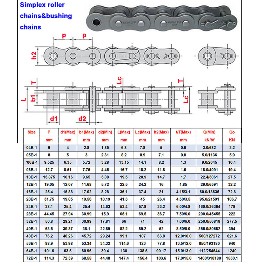 Chain Connecting Links Roller Chain 08B-1 Simplex Steel Half Button
