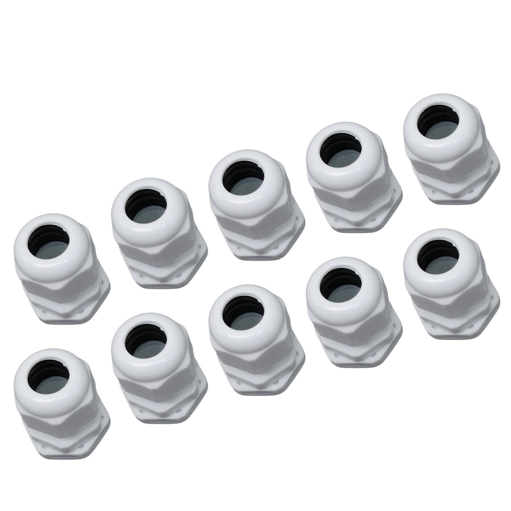 US Stock 10pcs PG13.5 White Waterproof Cable Gland Connector Cable Range 6-12mm