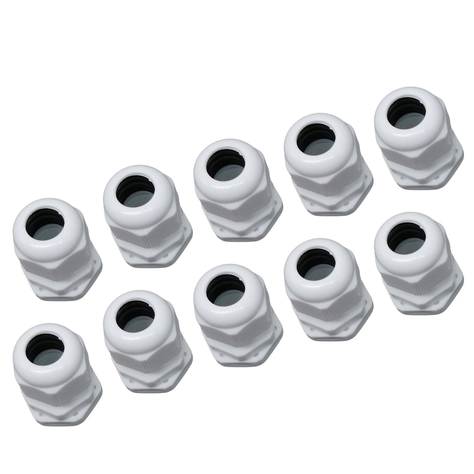 US Stock 10pcs PG13.5 White Waterproof Cable Gland Connector Cable Range 6-12mm