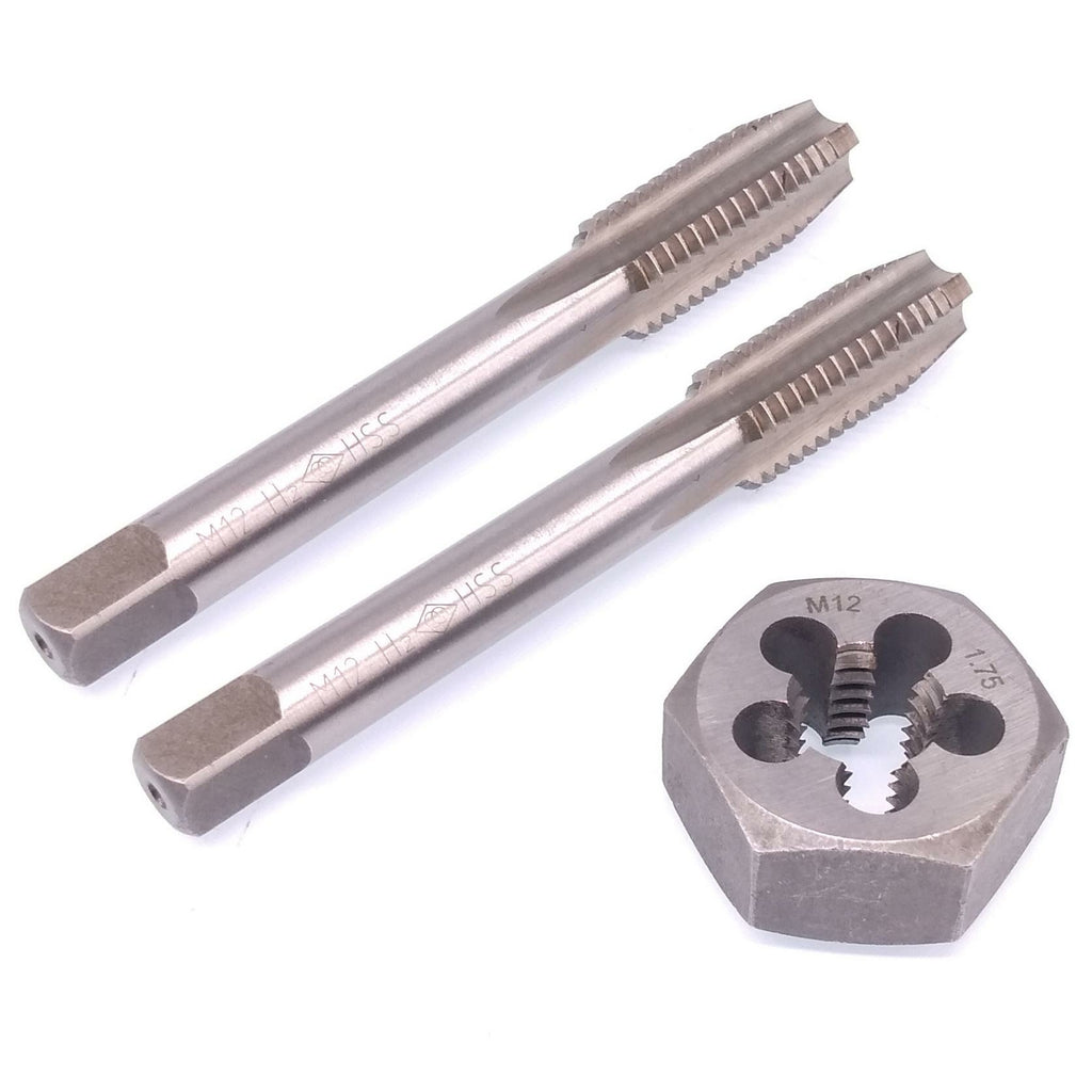 HSS M12 x 1.75mm Taper & Plug Tap & M12x1.75mm Hexagon Die Metric Right Hand Set