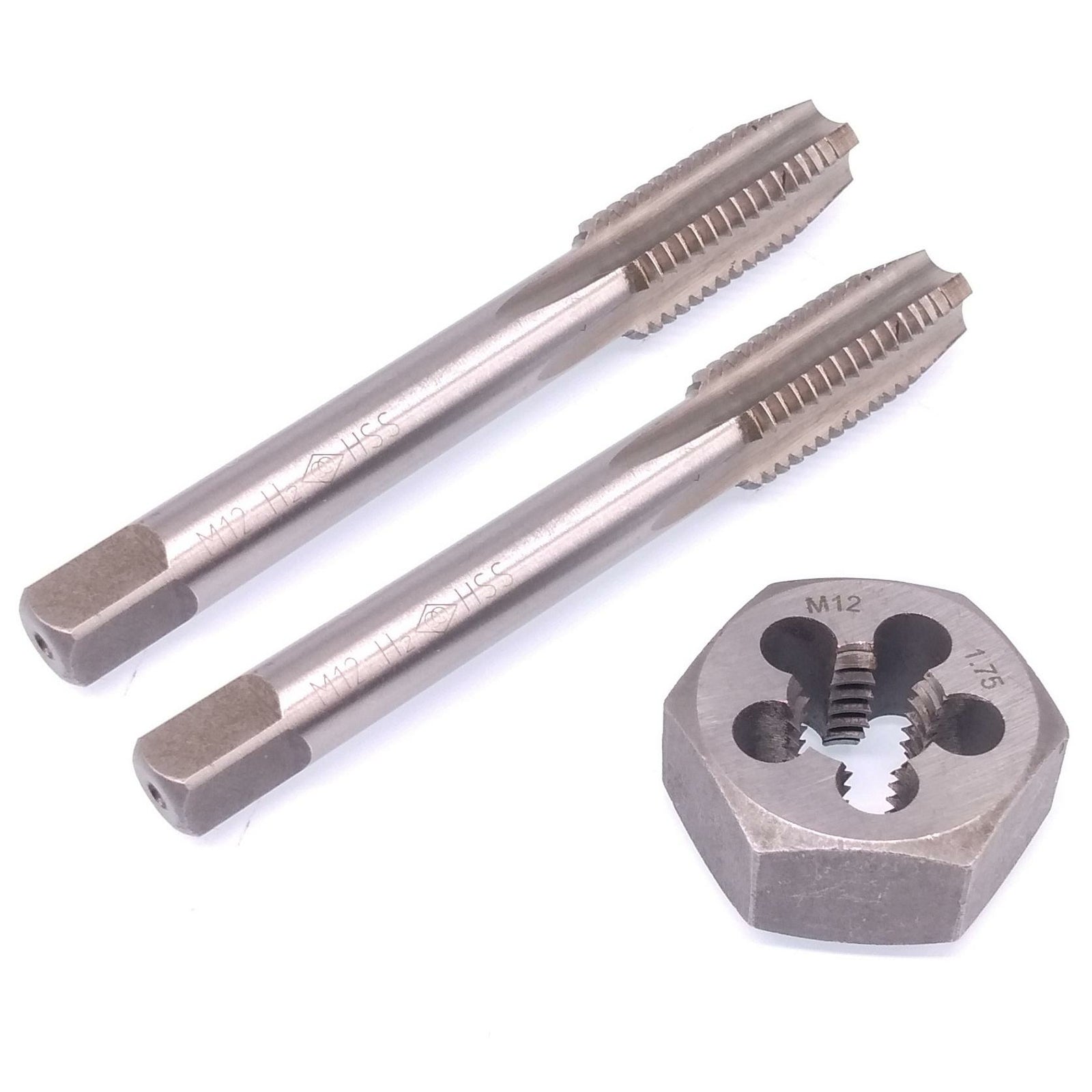 HSS M12 x 1.75mm Taper & Plug Tap & M12x1.75mm Hexagon Die Metric Right Hand Set