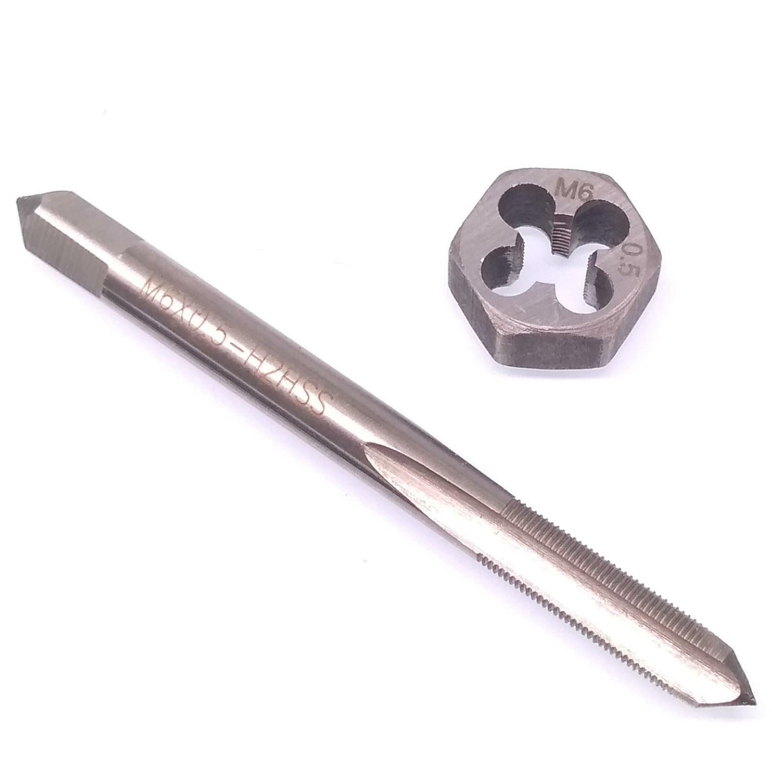 US Stock HSS M6 x 0.5mm Tap & 6 x 0.5mm Hexagon Die Metric Thread Right Hand Set