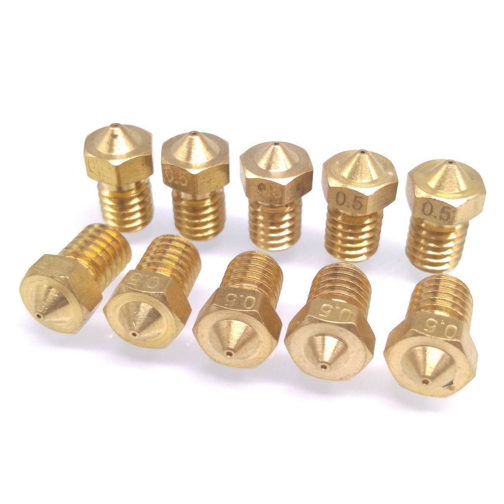 US Stock 10pcs 3D Printer Extruder Brass Nozzle 0.5mm M6 Thread 3mm For E3D
