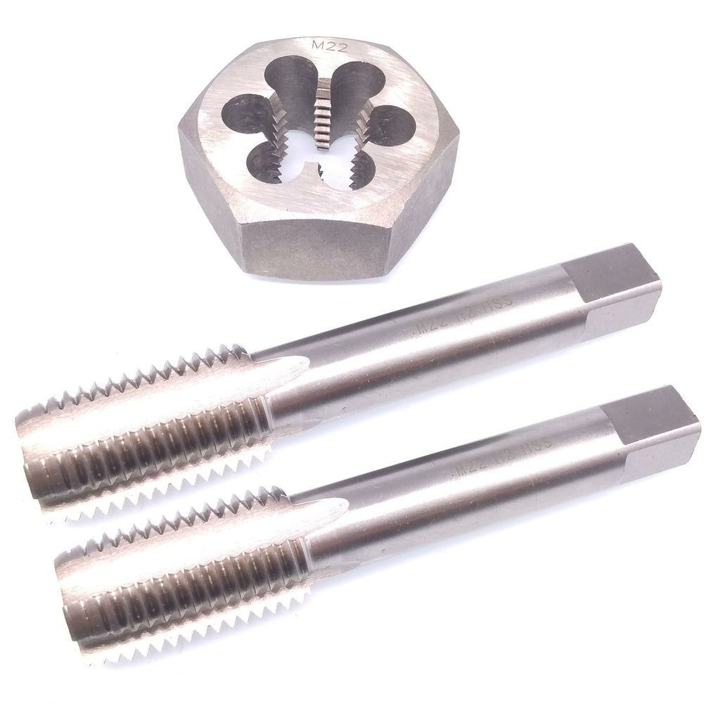 HSS M22 x 2.5mm Taper & Plug Tap & 22x2.5mm Hexagon Die Metric Thread Right Hand