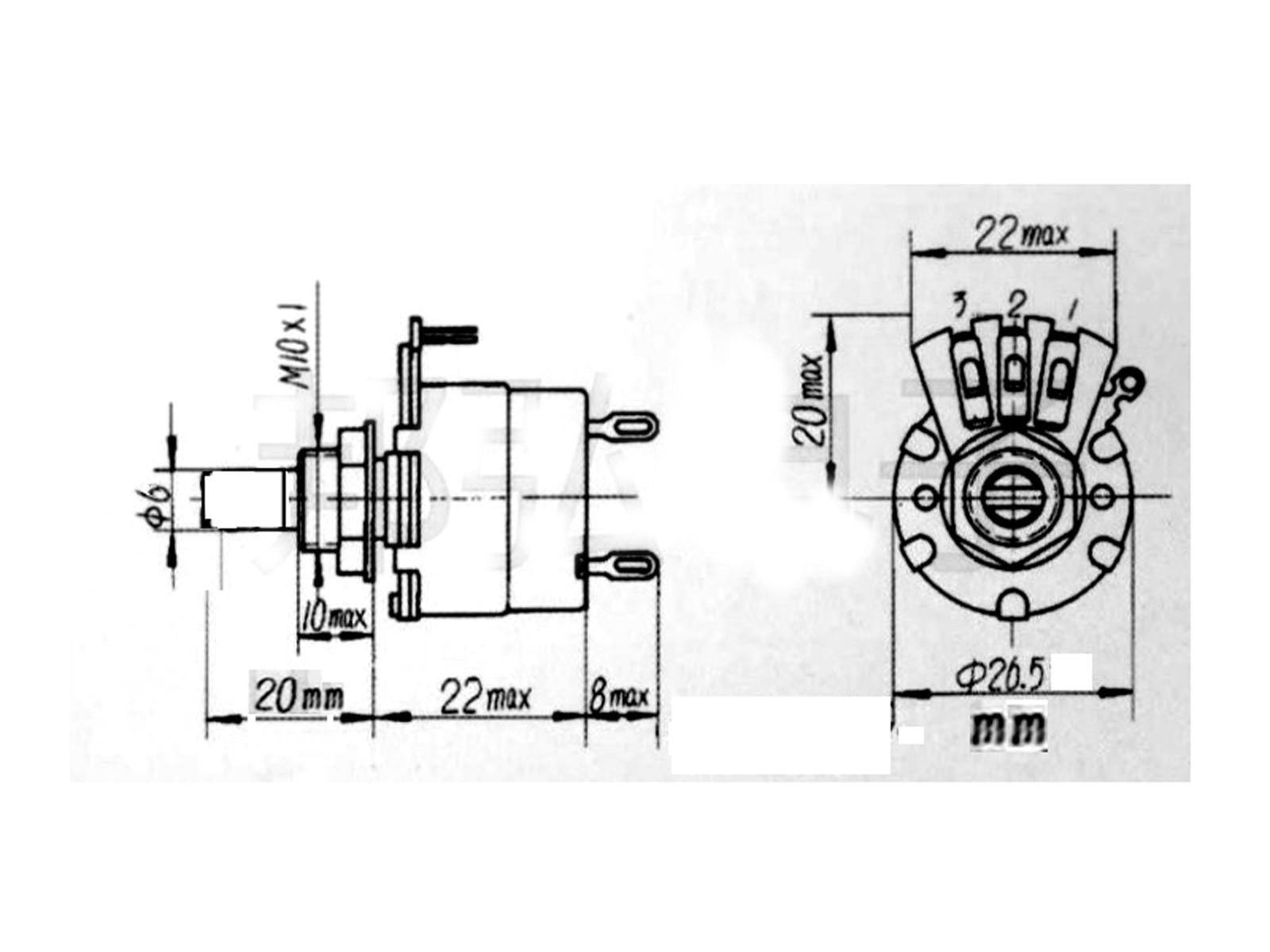 US Stock 2pcs 10K ohm A10K Logarithmic Nolinear Potentiometer Switch WH134-2
