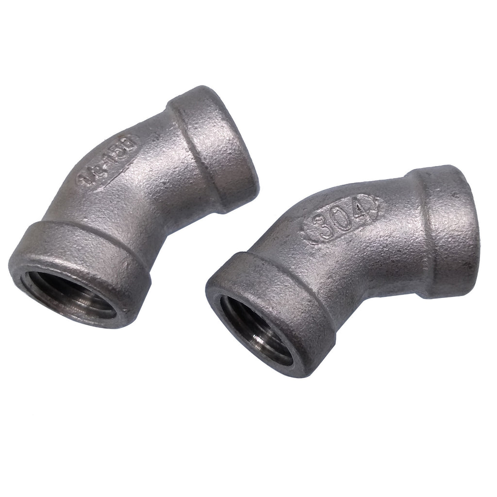 US Stock 2x 1/4" Elbow 45 Degree Angled 304 SS Female Threaded Pipe Fitting NPT