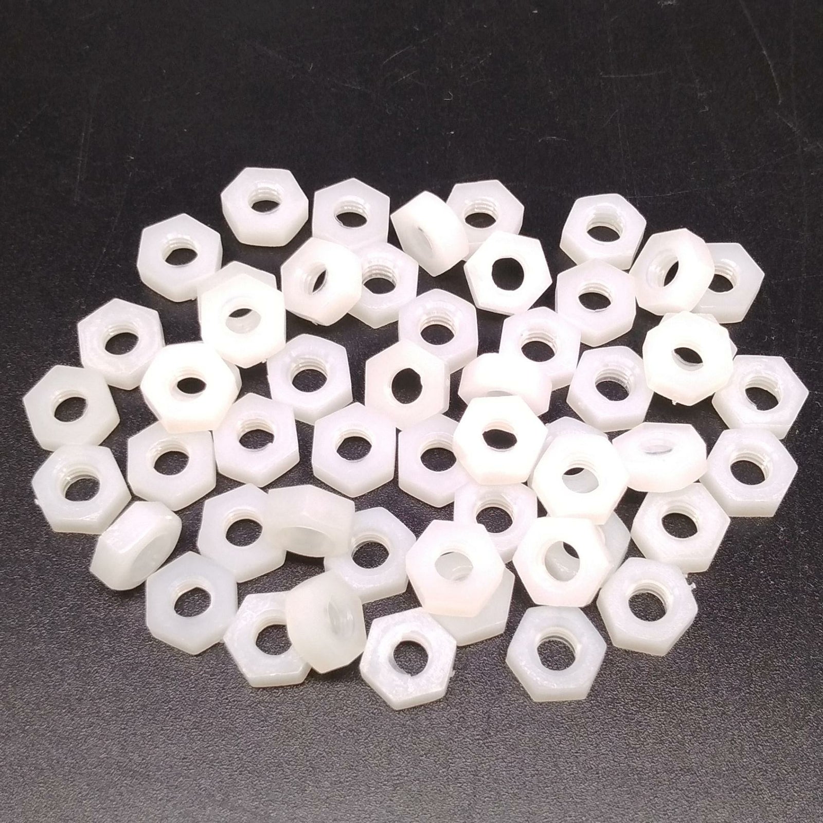 500pcs M4 Metric Thread Insert Screw Fastener White Nylon Hex Nut