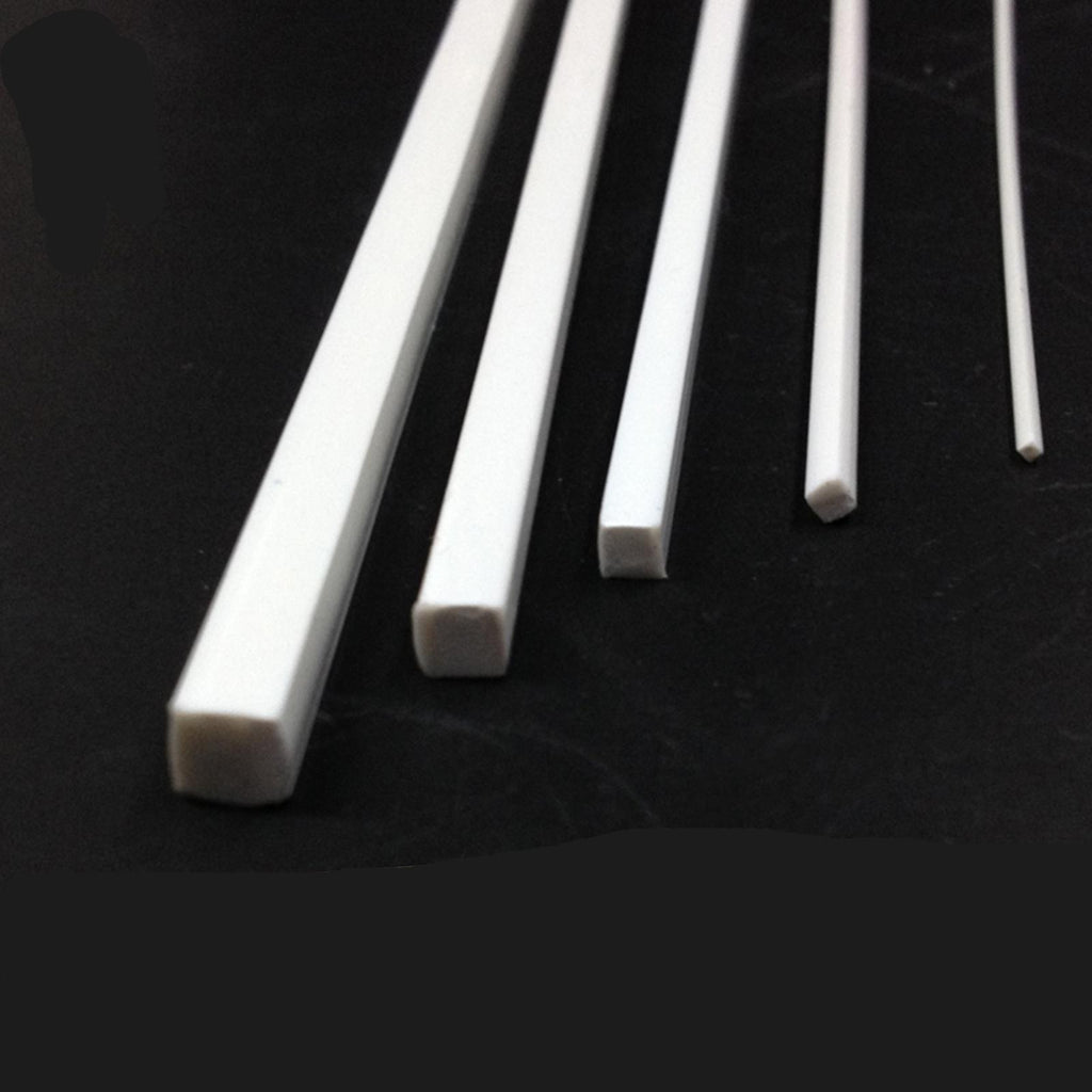 US Stock 10pcs 3mm ±10% x 9.84" ABS Styrene Plastic Square Bar Rods Model Layout