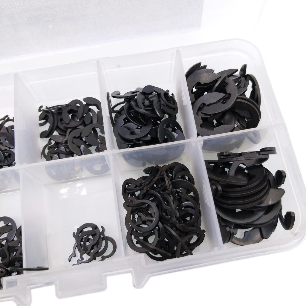 US Stock 300pcs E-Clip & Retaining Ring Assortment Kit 3mm 4mm 5mm 6mm 8mm 9mm