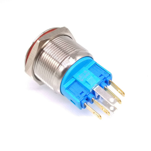 22mm Waterproof 9-24V LED 5Pin ON-OFF Car Push Button Switch Momentary Red