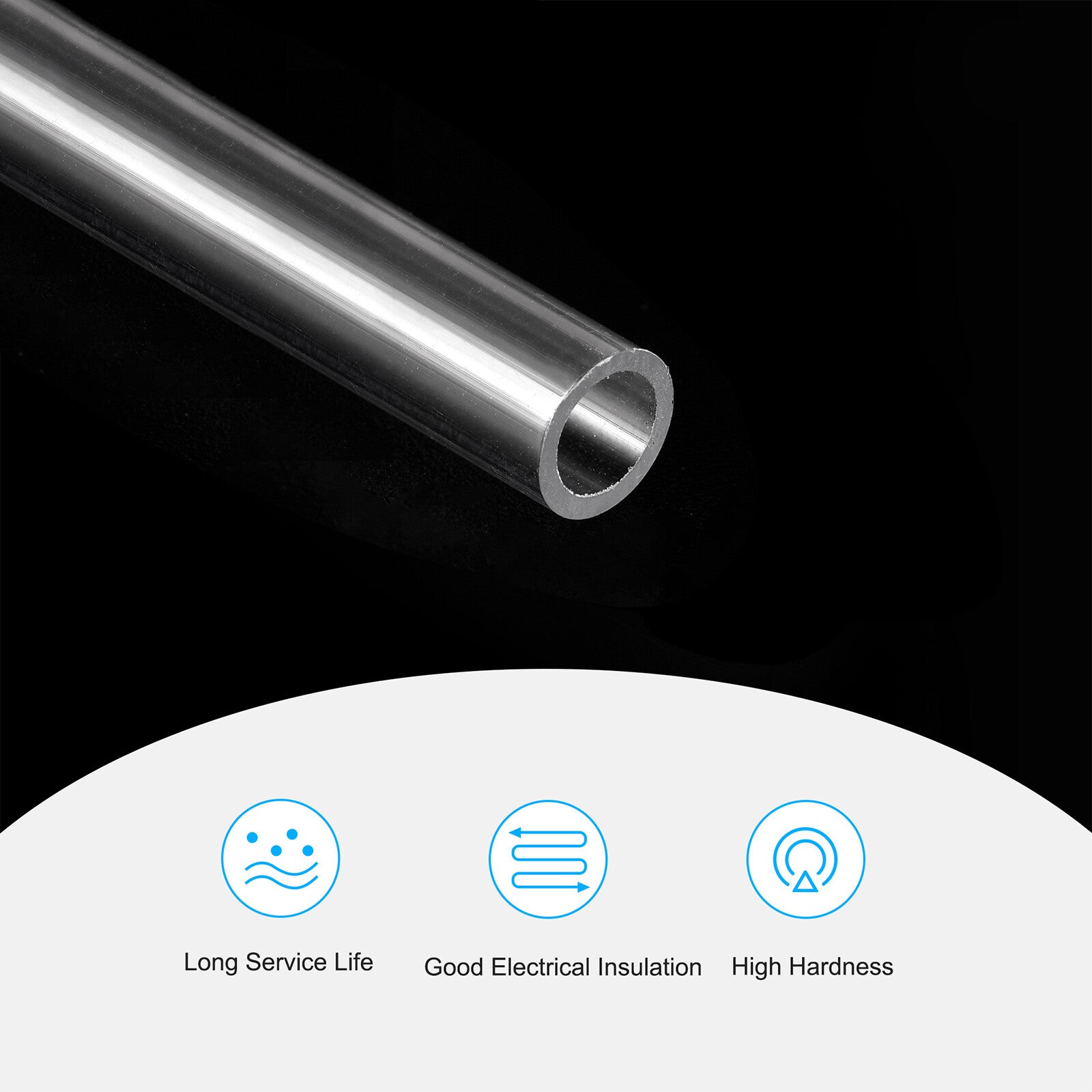 3pcs Plastic Pipe Rigid Tube Clear 0.23"(6mm) ID 0.31"(8mm) OD 6" (150mm) Length