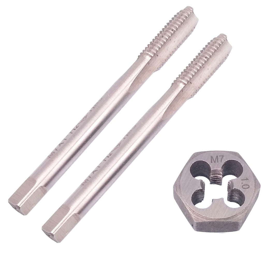 HSS M7 x 1mm Taper & Plug Tap & M7x1mm Hexagon Die Metric Thread Right Hand Set