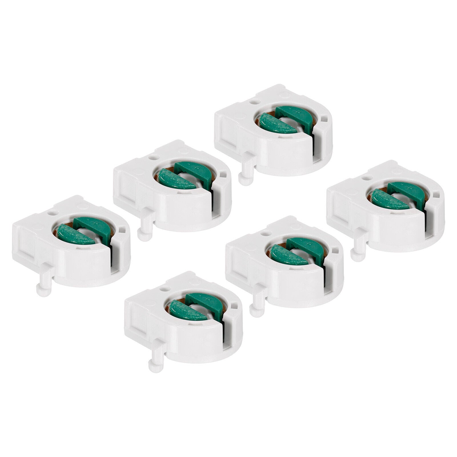 6pcs Non-Shunted T8 Lamp Holder Socket LED Fluorescent Light Socket White Green