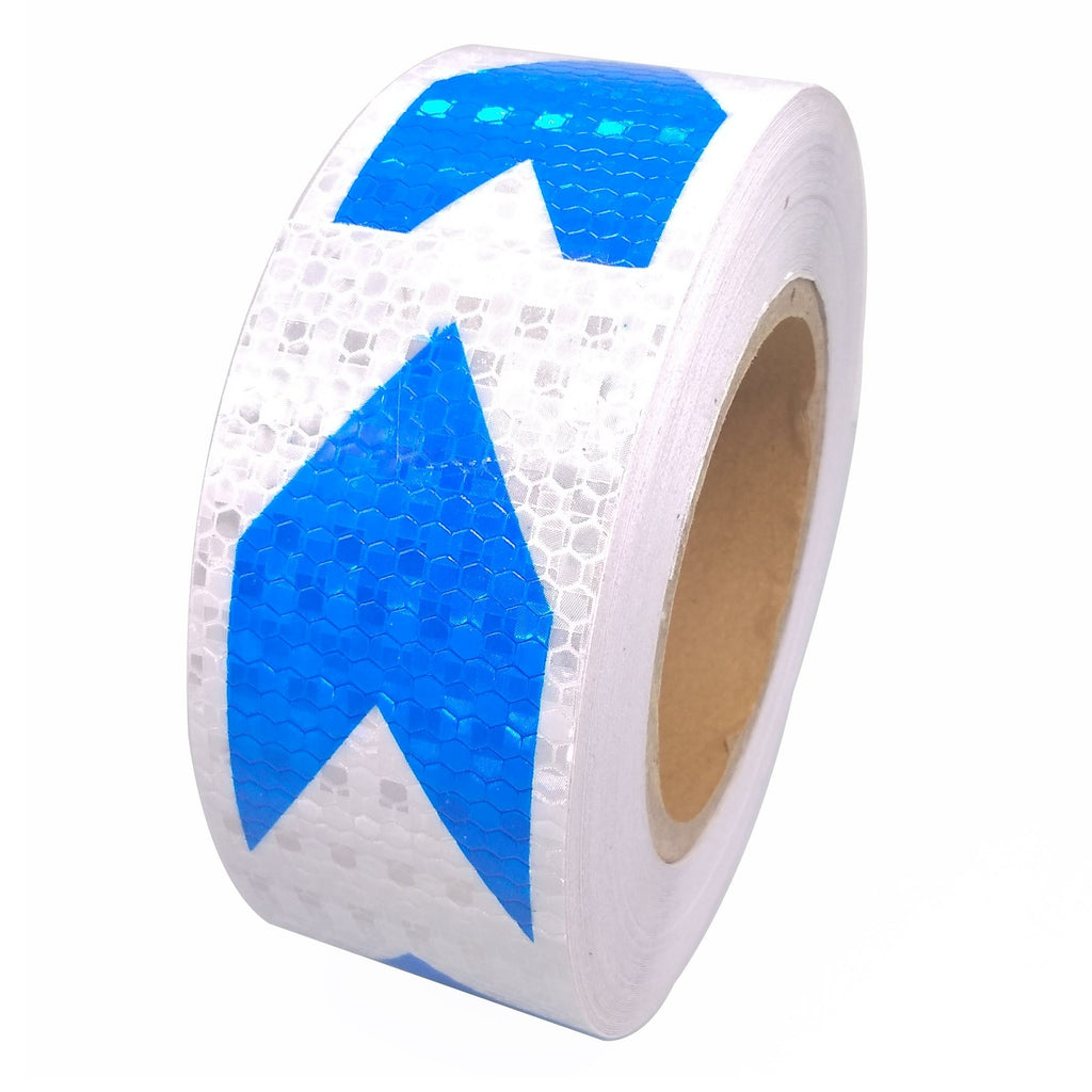 Car Truck Reflective Self-adhesive Safety Warning Tape Sticker Blue White 25m