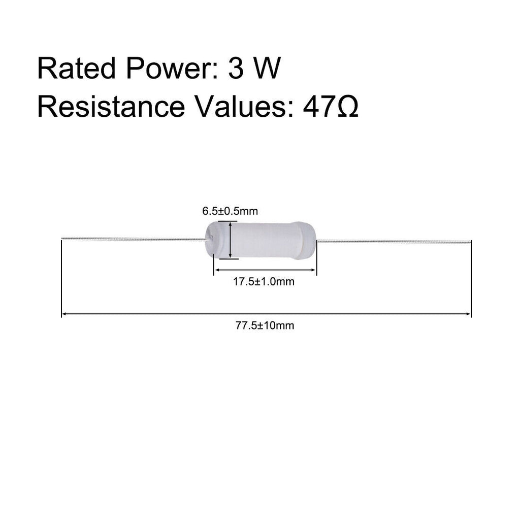 20pcs 3W 3 Watt Metal Oxide Layer Resistor Axial Conductor 47 Ohm ±5% Tolerance