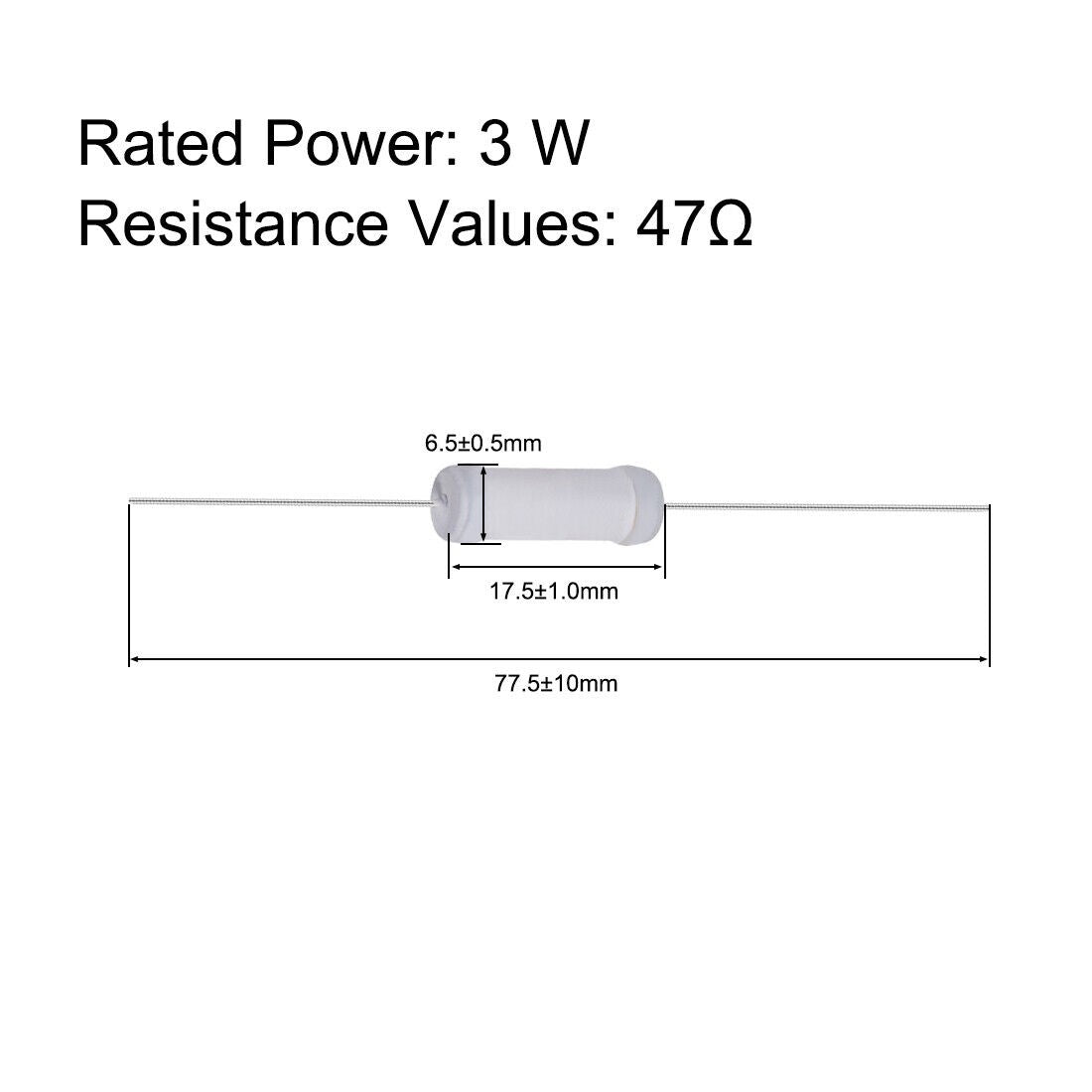 20pcs 3W 3 Watt Metal Oxide Layer Resistor Axial Conductor 47 Ohm ±5% Tolerance