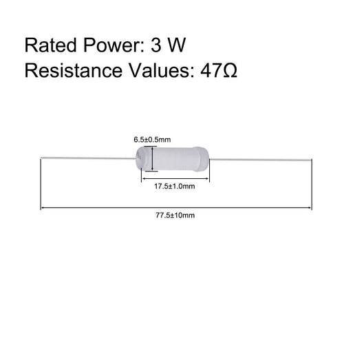 20pcs 3W 3 Watt Metal Oxide Layer Resistor Axial Conductor 47 Ohm ±5% Tolerance
