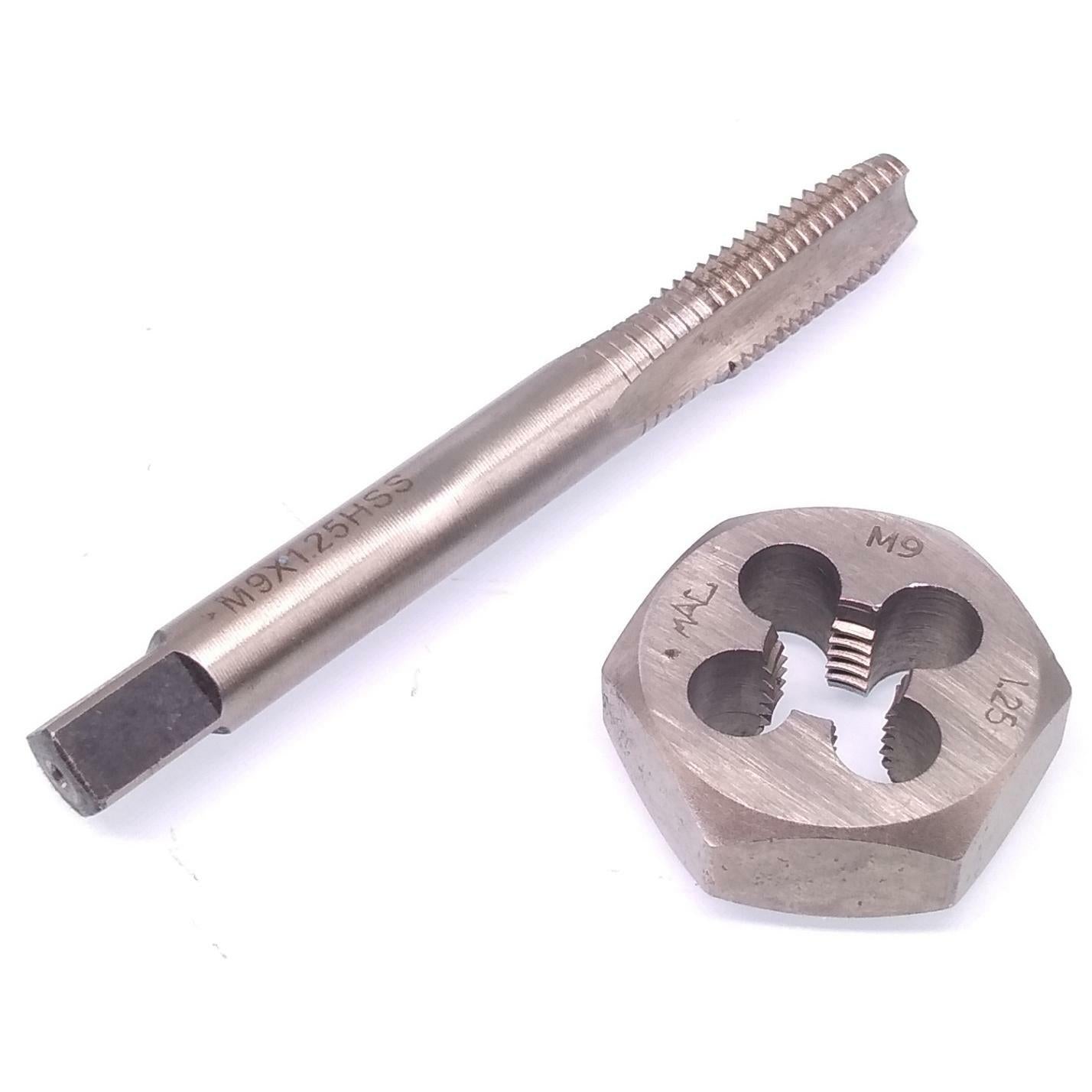 US Stock HSS M9 x 1.25mm Tap & 9x1.25mm Hexagon Die Metric Thread Right Hand Set