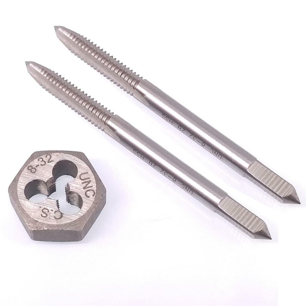 HSS 8-32 Taper & Plug Tap & 8-32 Hexagon Die Thread Right Hand Set