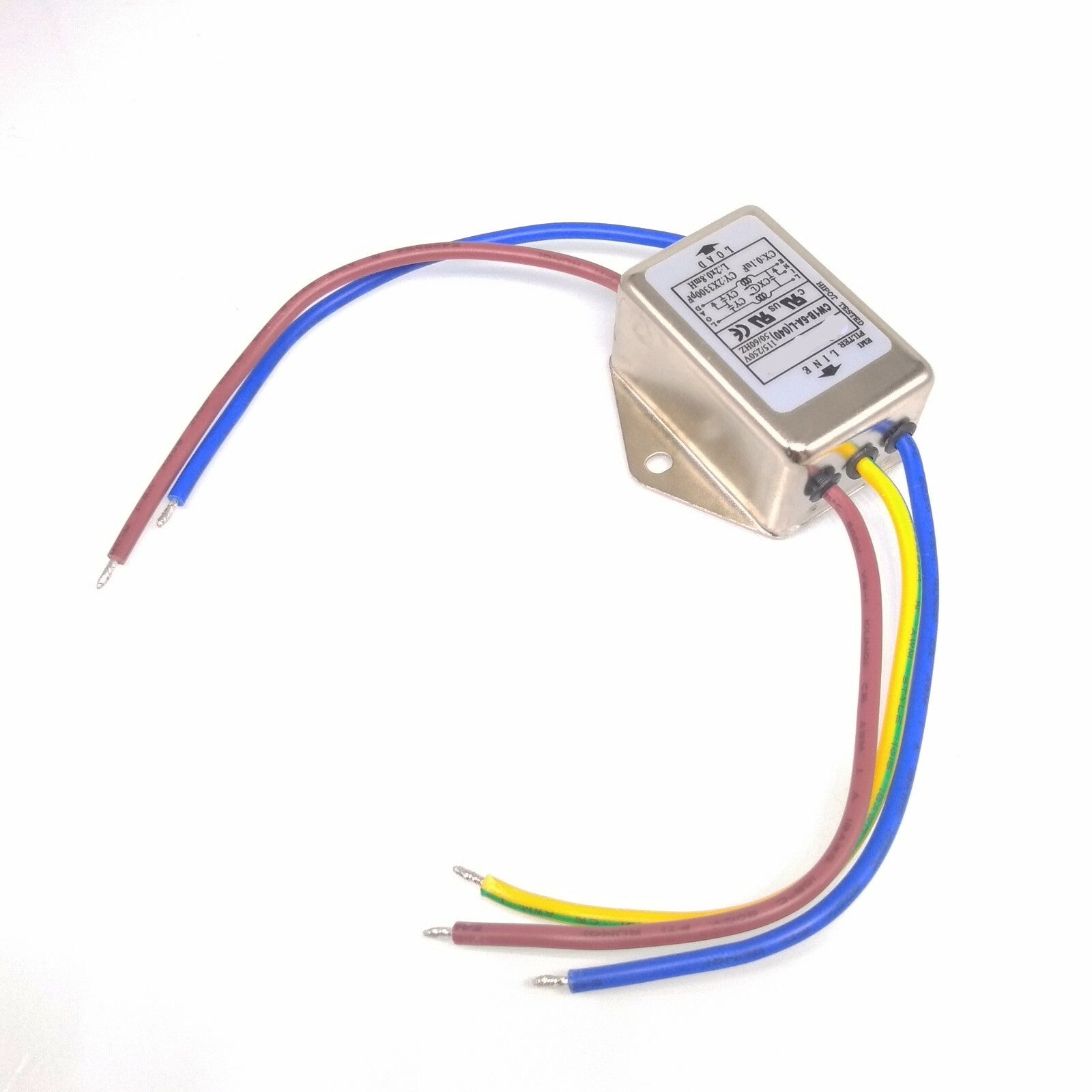 US Stock Lead Wire Power EMI Noise Filter 6A 115/220V 50/60Hz
