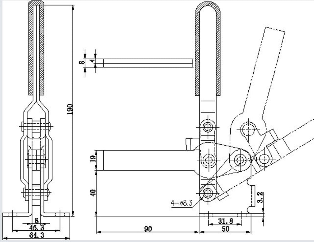 US Stock 12265 340Kg 750Lbs Quick Holding Vertical Type Toggle Clamp