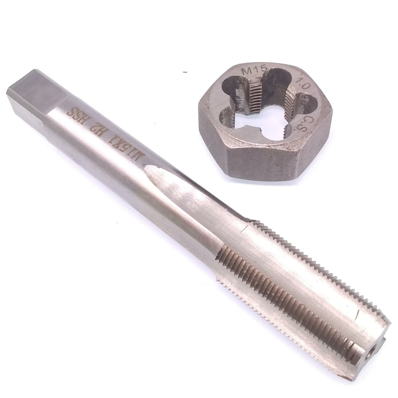 US Stock HSS M15 x 1mm Tap & M15 x 1mm Hexagon Die Metric Thread Right Hand Set