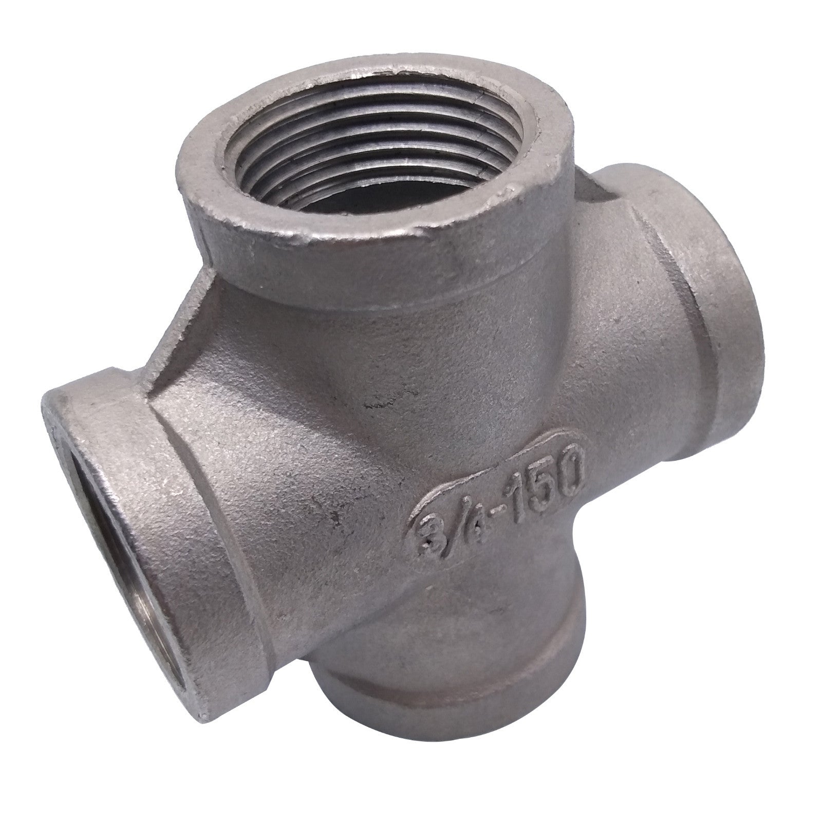 US Stock 3/4" Thread 4 Way Female Cross Coupling Connector SS Pipe Fitting NPT
