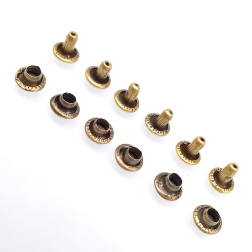 100pcs 6mm Round Double Cap Rivets Leather Craft Stud Repair Tool DIY Set Bronze