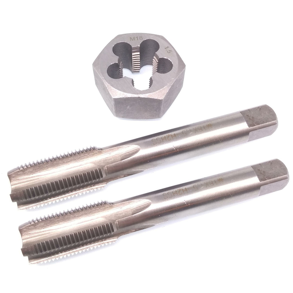 HSS M18 x 1.5mm Taper & Plug Tap & 18x1.5mm Hexagon Die Metric Thread Right Hand