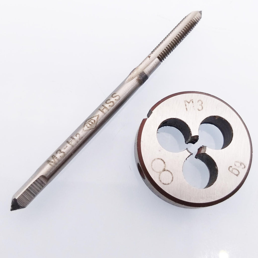 HSS M3 x 0.5mm Tap & M3 x 0.5mm Die Metric Thread Right Hand
