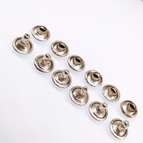 100pcs 10mm Round Double Cap Rivets Leather Craft Stud Repair Tool DIY Silver