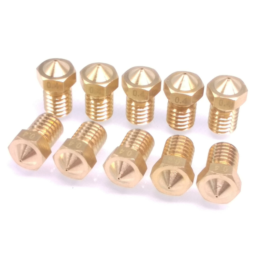 US Stock 10pcs 3D Printer Extruder Brass Nozzle 0.4mm M6 Thread 1.75mm For E3D
