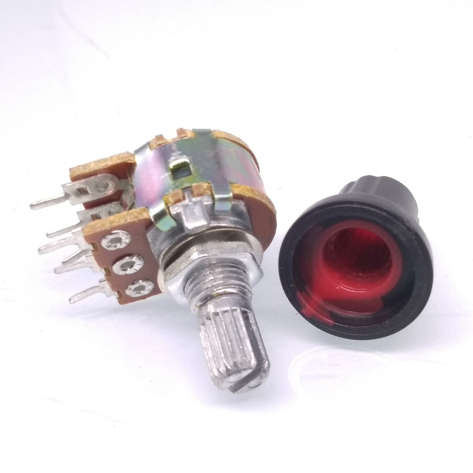 10 Units 50K B50K OHM Linear Taper Rotary Dual Potentiometer POT Red Knob