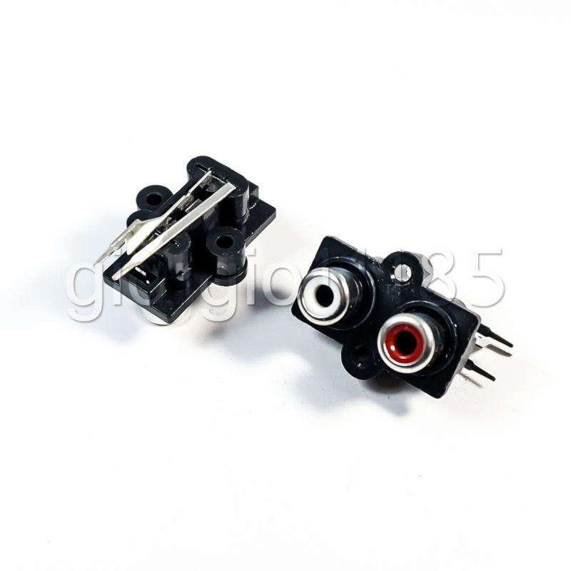 US Stock 5x Panel PCB Mount 2 Way RCA Female Jack Audio Connector Socket Stereo