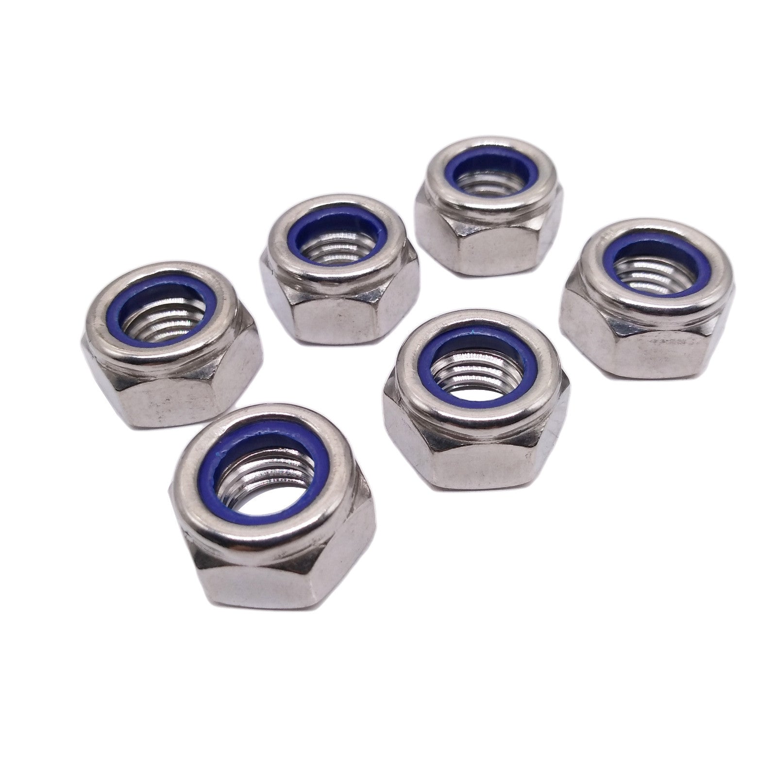 US Stock 6pcs M12 x 1.75mm Nylon Insert Hex Lock Nut DIN985 A2 Stainless Steel