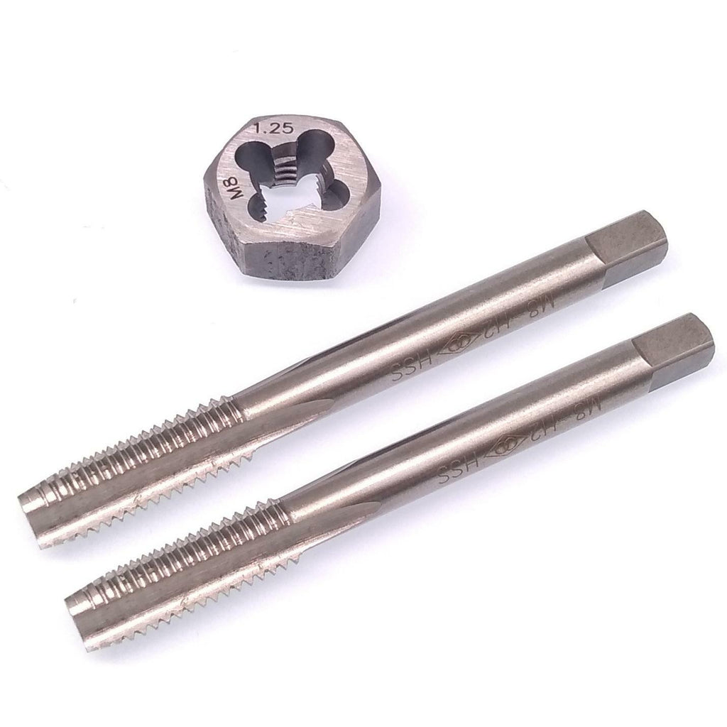 HSS M8 x 1.25mm Taper & Plug Tap & 8x1.25mm Hexagon Die Metric Thread Right Hand