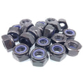 200x M8 x 1.25mm Self-Locking Nylon Insert Hex Nuts Black Carbon Steel