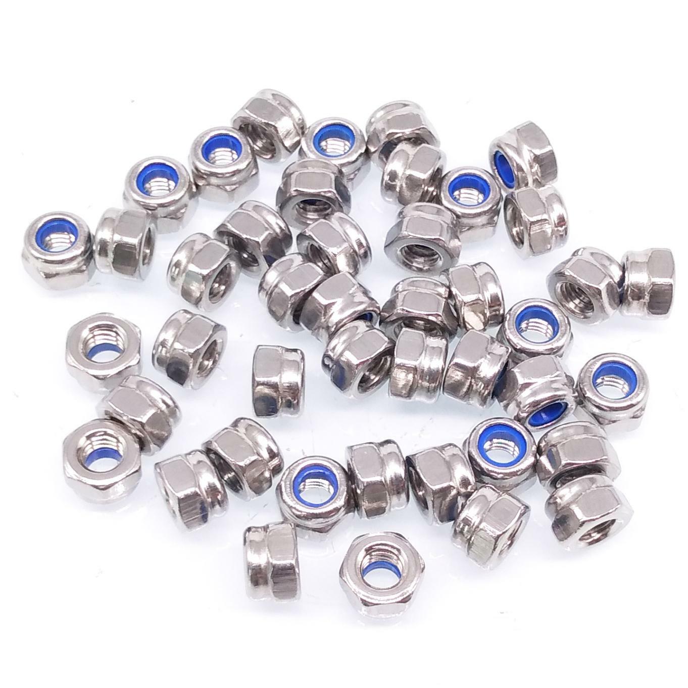 200x M4 x 0.7mm Self-Locking Nylon Insert Hex Nuts Stainless Steel
