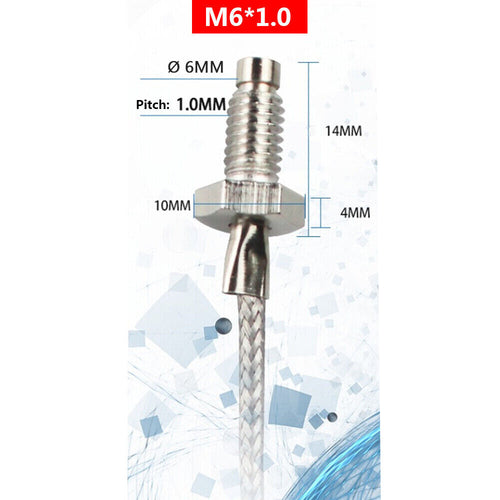 10pcs M6 x 1.0mm Threaded Temperature Sensor K-type Thermocouple Probe 2m Cable