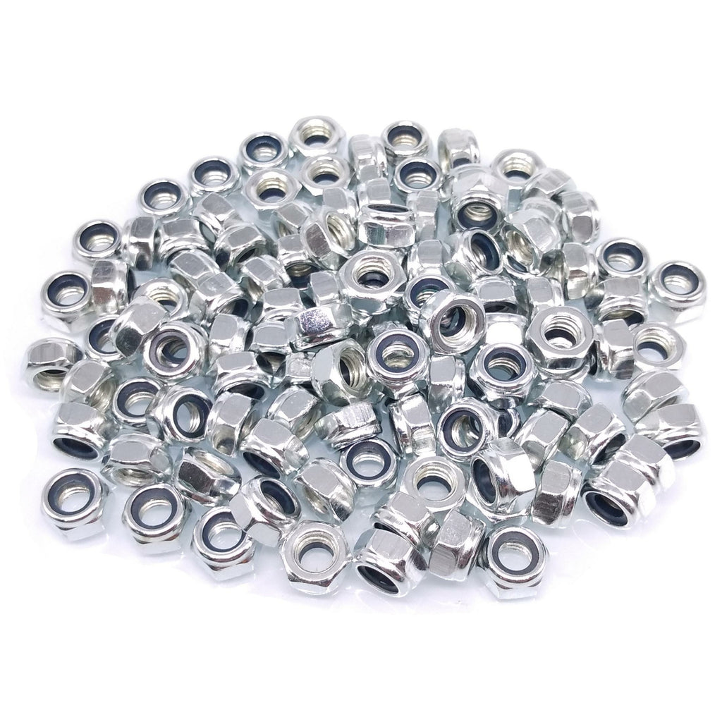500x M6 x 1mm Self-Locking Nylon Insert Hex Nuts Zinc plated Carbon Steel