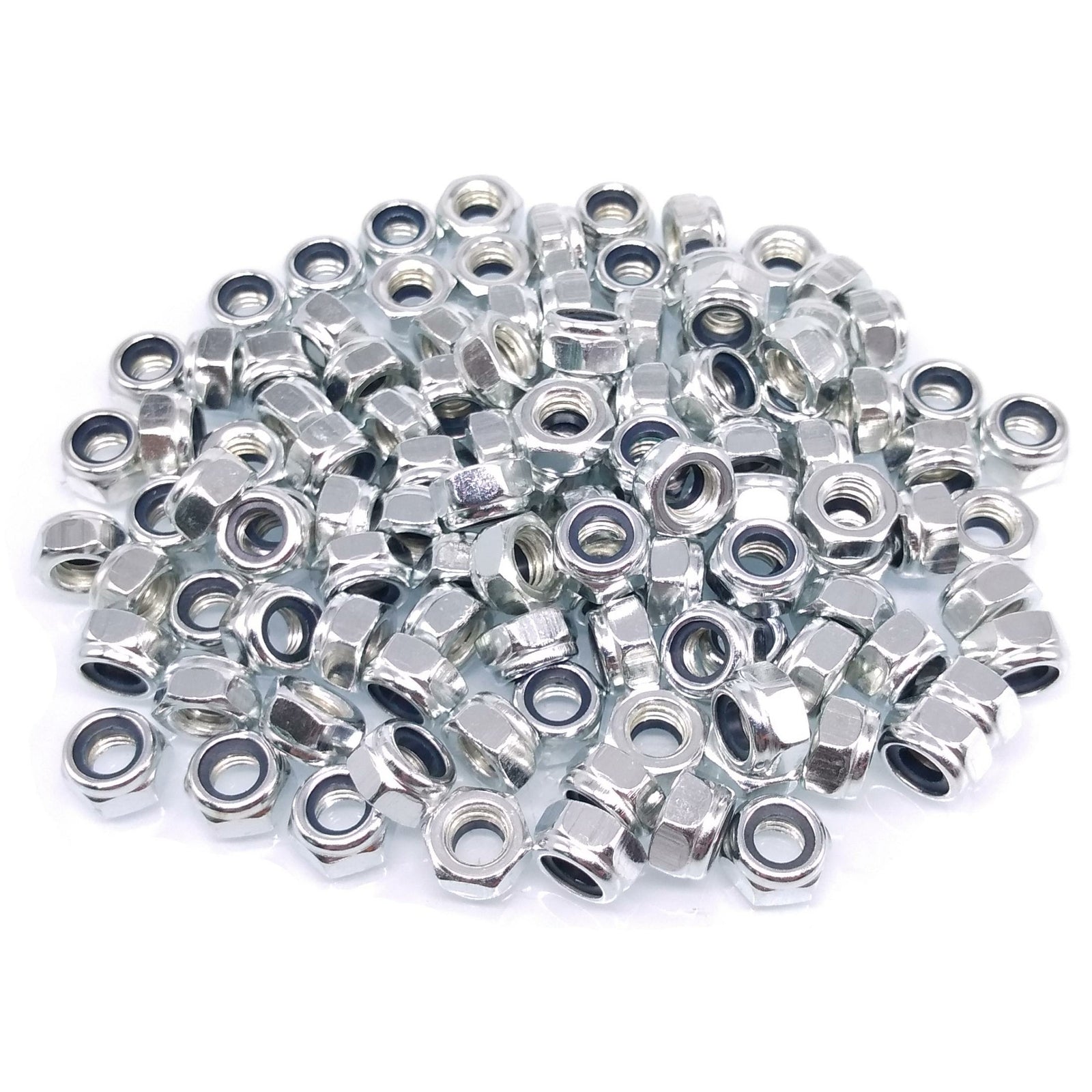 500x M6 x 1mm Self-Locking Nylon Insert Hex Nuts Zinc plated Carbon Steel