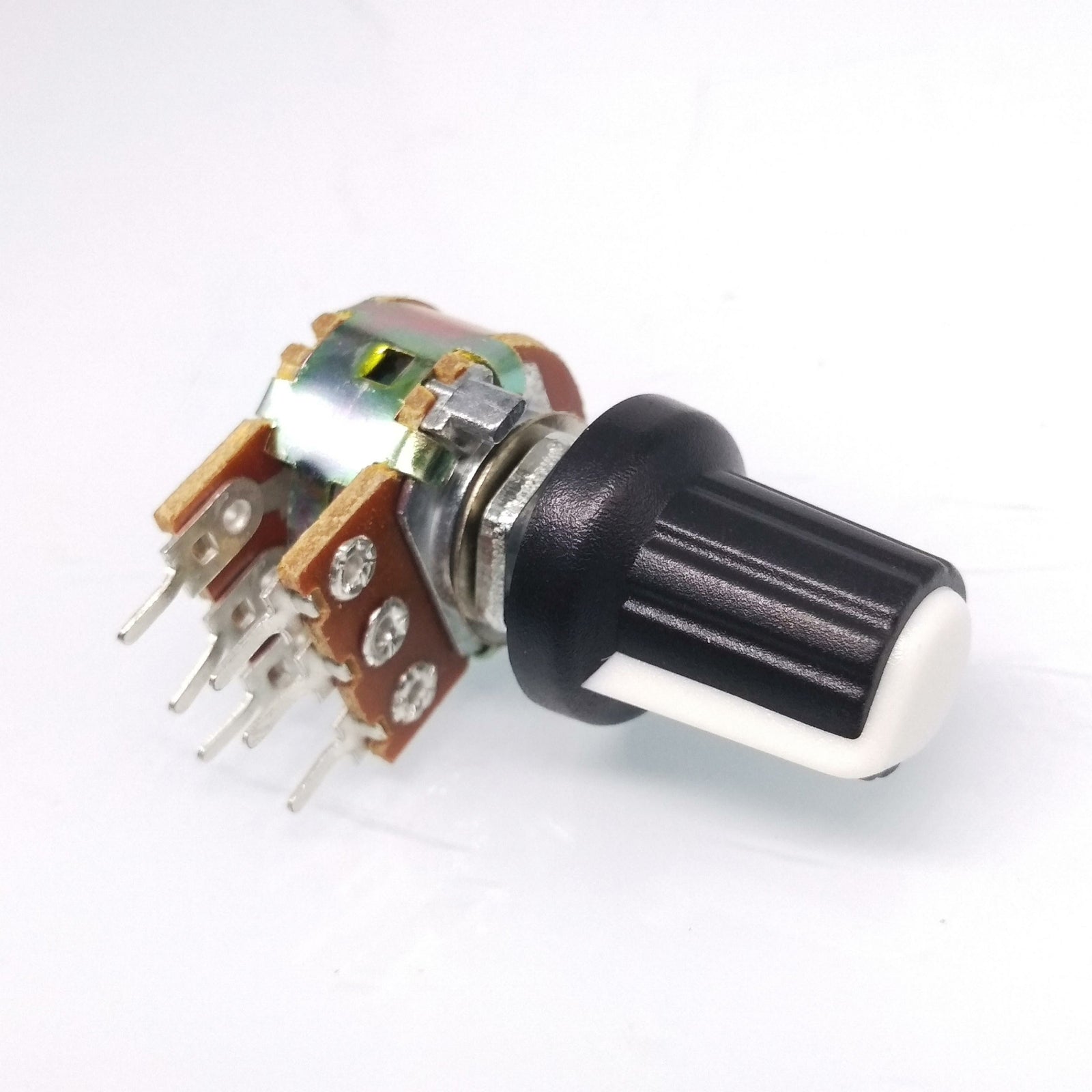 10 Units 10K B10K OHM Linear Taper Rotary Dual Potentiometer POT White Knob