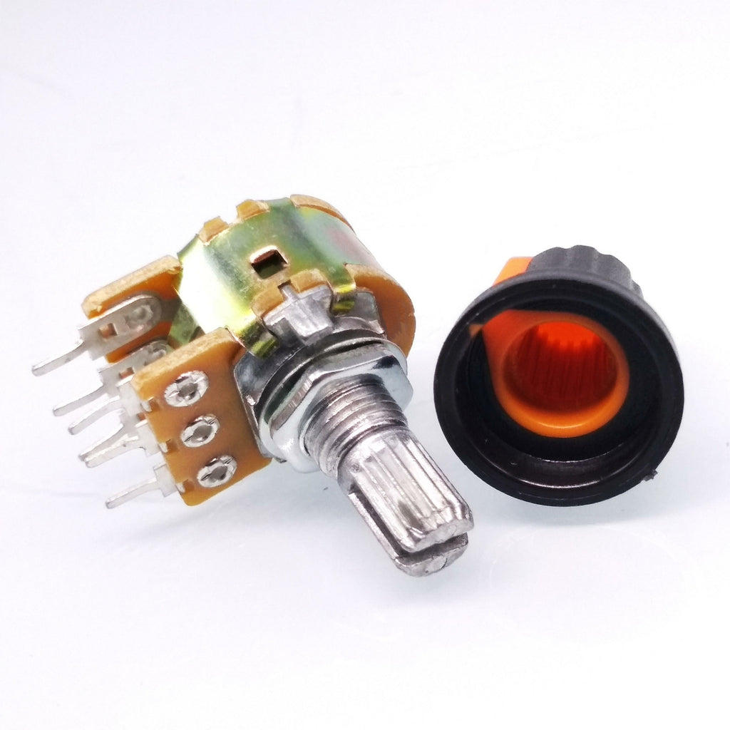 10 Units 5K B5K OHM Linear Taper Rotary Dual Potentiometer POT Orange Knob
