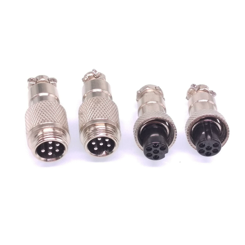 2Sets GX12 6Pin 12mm Panel Mounting Metal Aviation Connector Plug + Socket