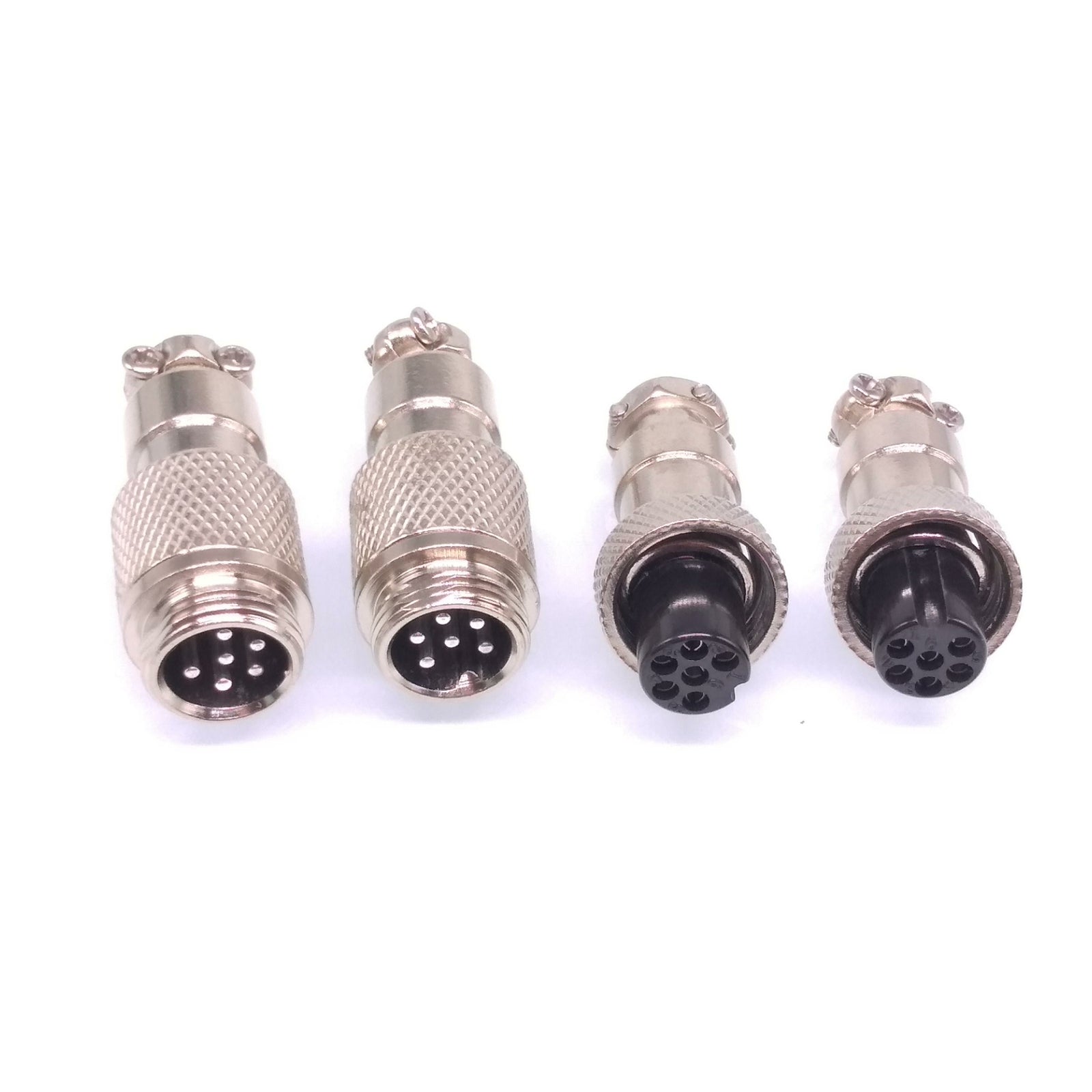 2Sets GX12 6Pin 12mm Panel Mounting Metal Aviation Connector Plug + Socket