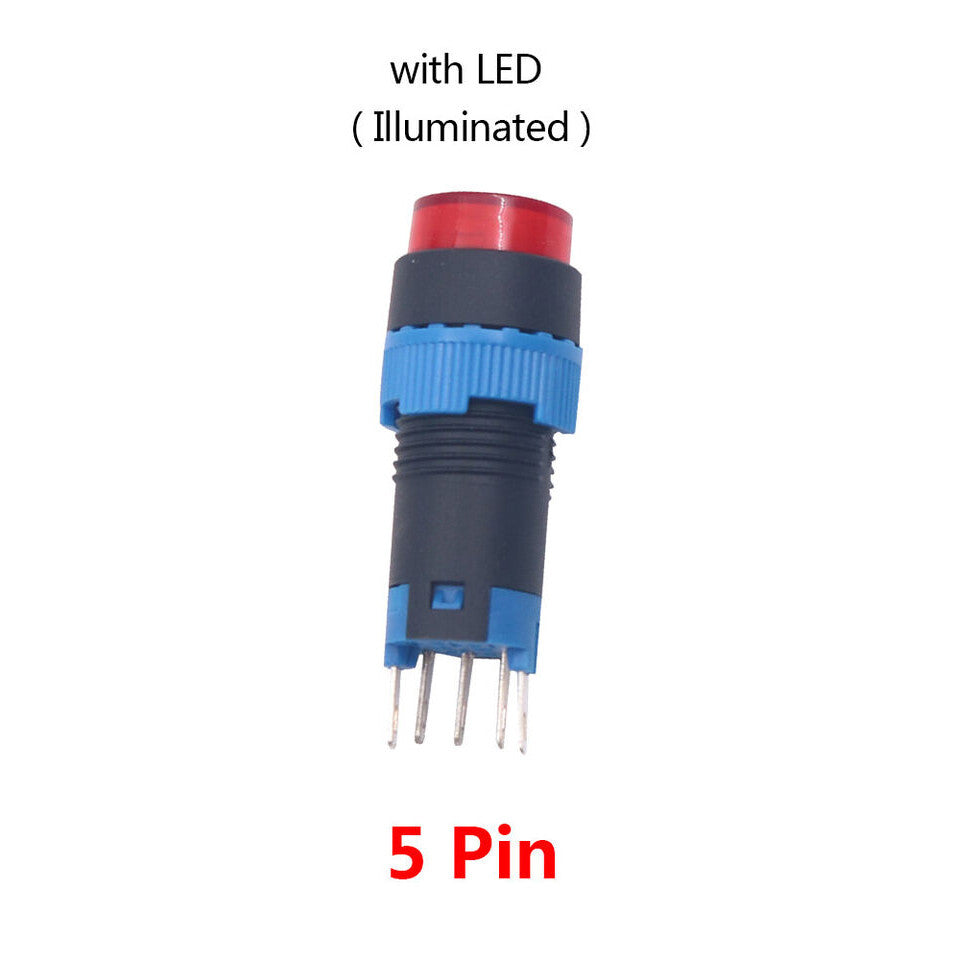 10x Round Push Button Switch 12mm Momentary 1 NO 1 NC LED Green Illuminated LA12