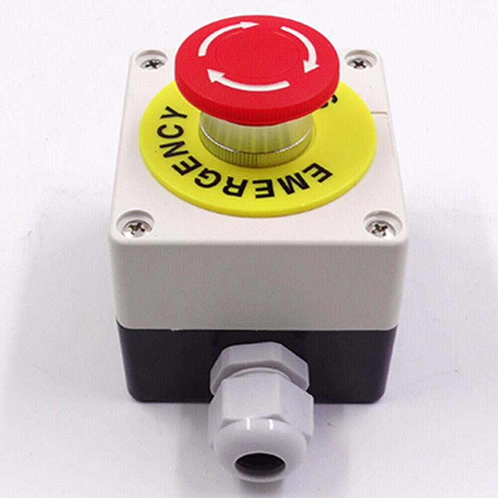 STOP Switch Latching Mushroom Head Emergency Stop Push Button Control Box 22mm