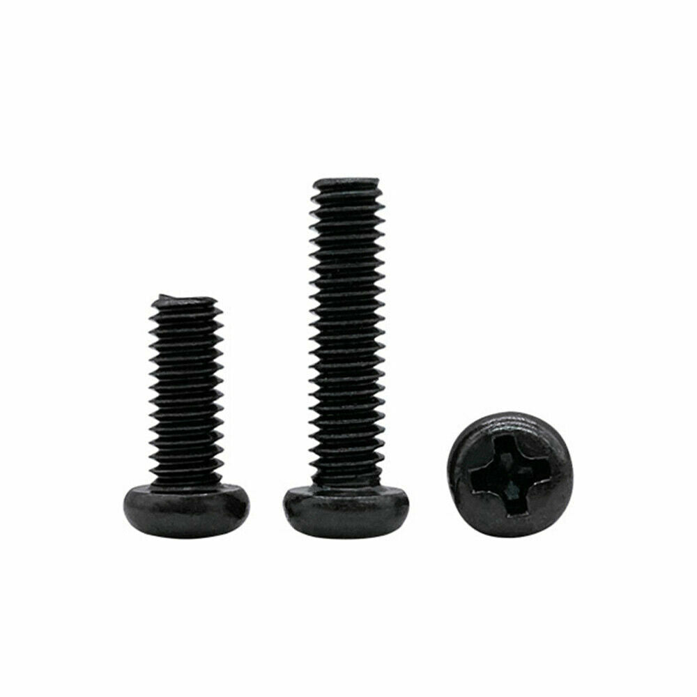 500pcs Black 304 Stainless Steel Phillips Cross Pan Head Small Screws M2.5 x 5mm