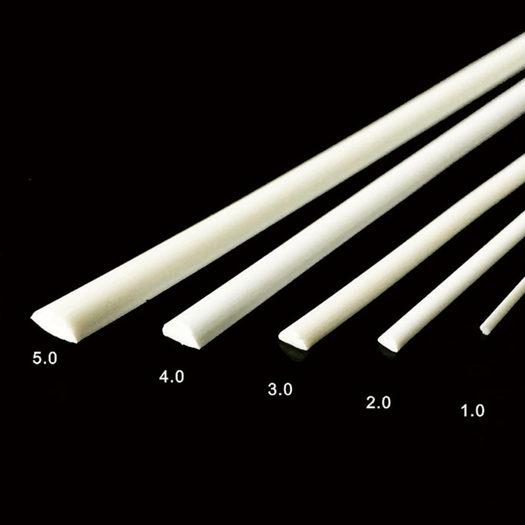 US Stock 10pcs ABS Styrene Plastic Half Round Bar Rod 4mm ±10% Dia. 9.85" White